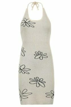 Coquette Aesthetic Gemma Backless Halter Dress - Y2K Fashion Statement for Women