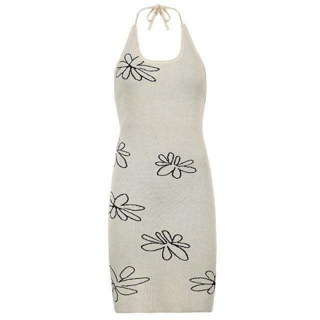 Coquette Aesthetic Gemma Backless Halter Dress - Y2K Fashion Statement for Women