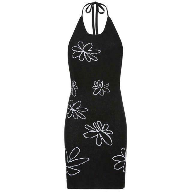 Coquette Aesthetic Gemma Backless Halter Dress - Y2K Fashion Statement for Women