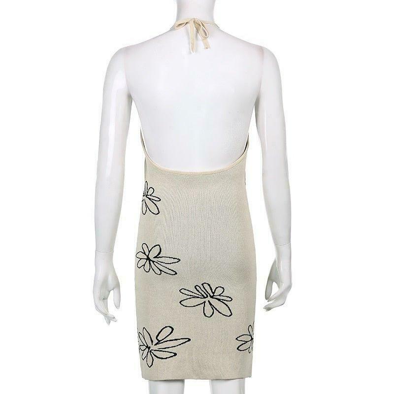 Coquette Aesthetic Gemma Backless Halter Dress - Y2K Fashion Statement for Women
