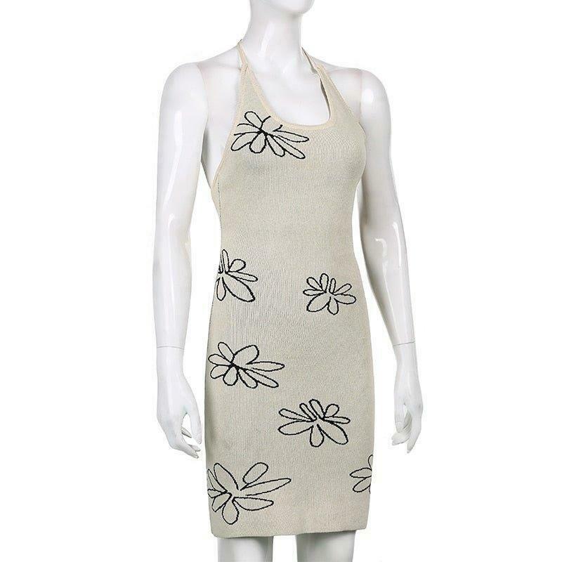 Coquette Aesthetic Gemma Backless Halter Dress - Y2K Fashion Statement for Women