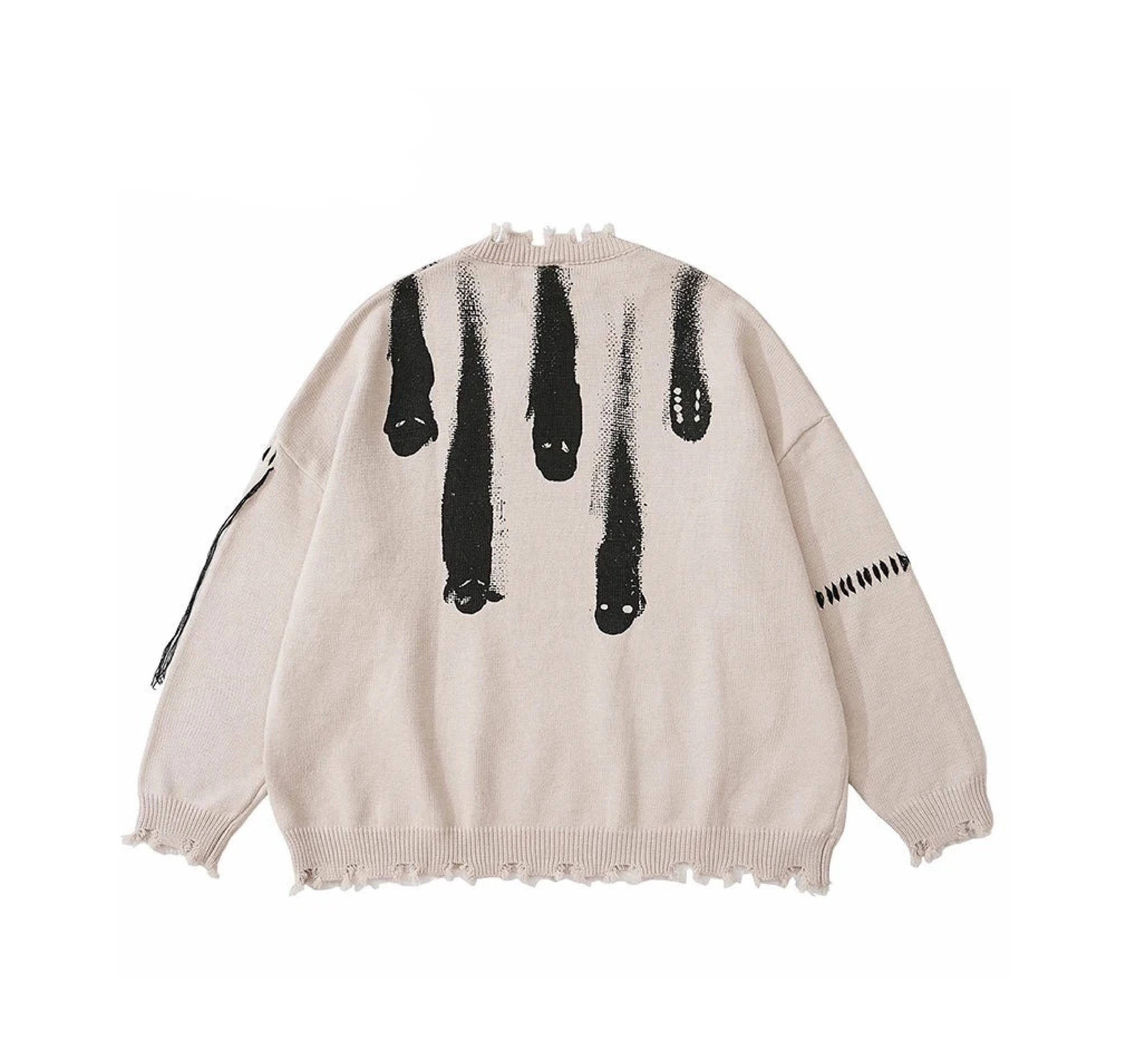 Coquette Aesthetic Ghost Graphic Knitted Sweater for Y2K Fashion and Grunge Style