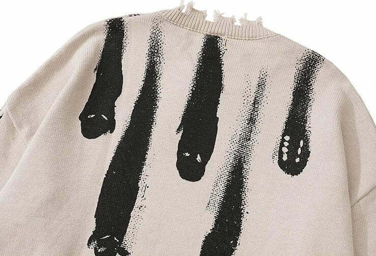 Coquette Aesthetic Ghost Graphic Knitted Sweater for Y2K Fashion and Grunge Style