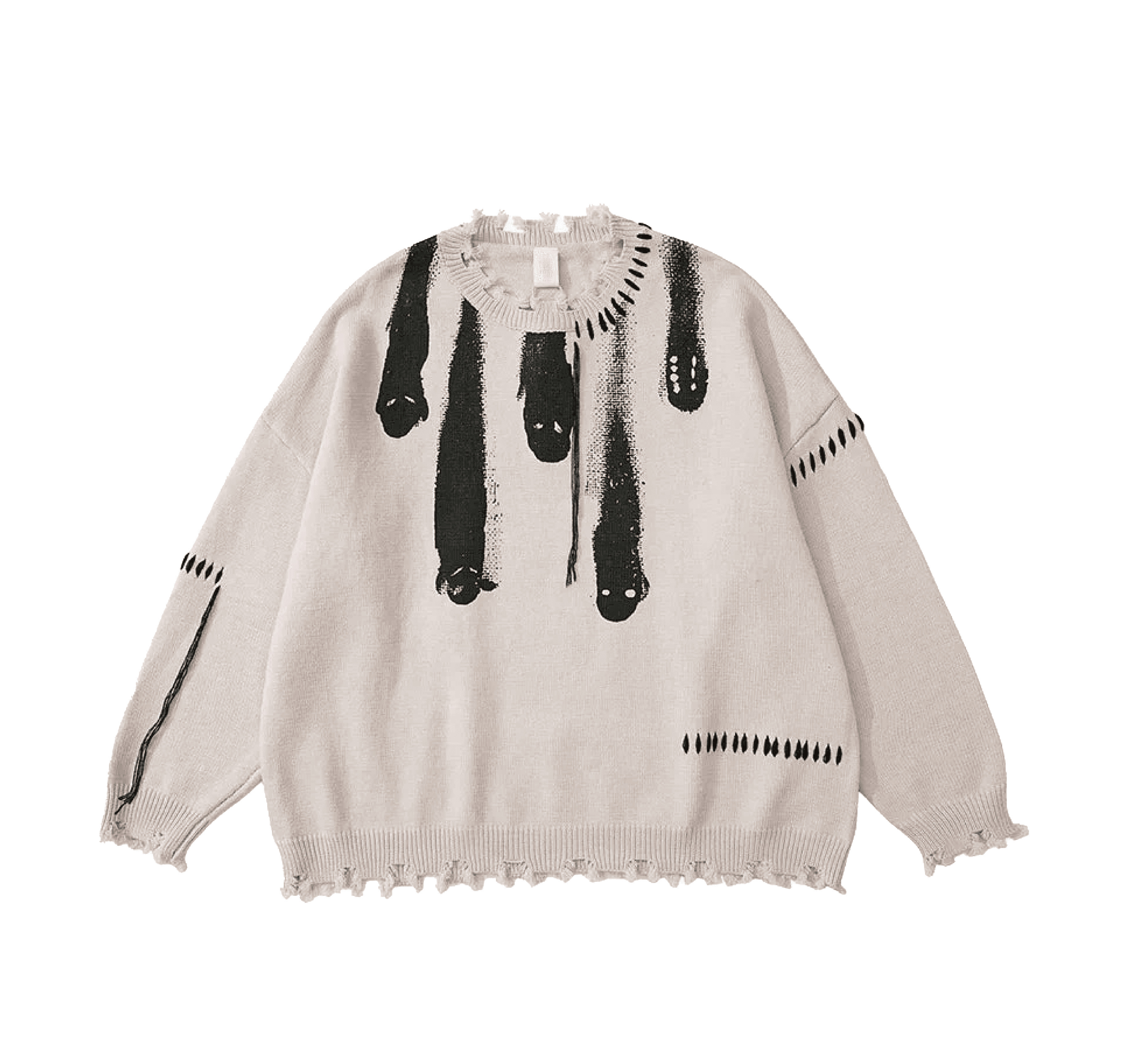 Coquette Aesthetic Ghost Graphic Knitted Sweater for Y2K Fashion and Grunge Style