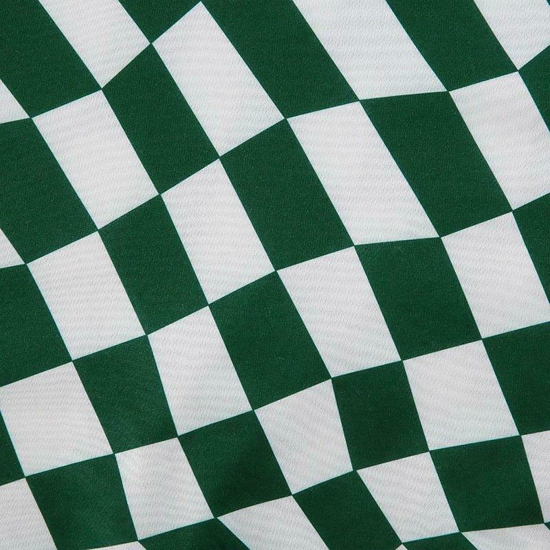 Coquette Aesthetic Green Checkered Oversized Sweatshirt - Y2K Fashion Women's Clothing