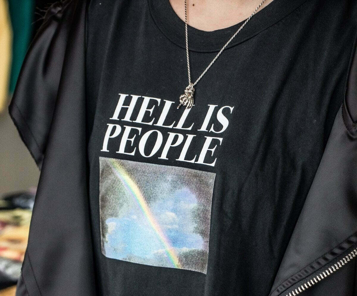 Coquette Aesthetic Grunge Style Hell Is People T-Shirt Y2K Fashion Women's Clothing