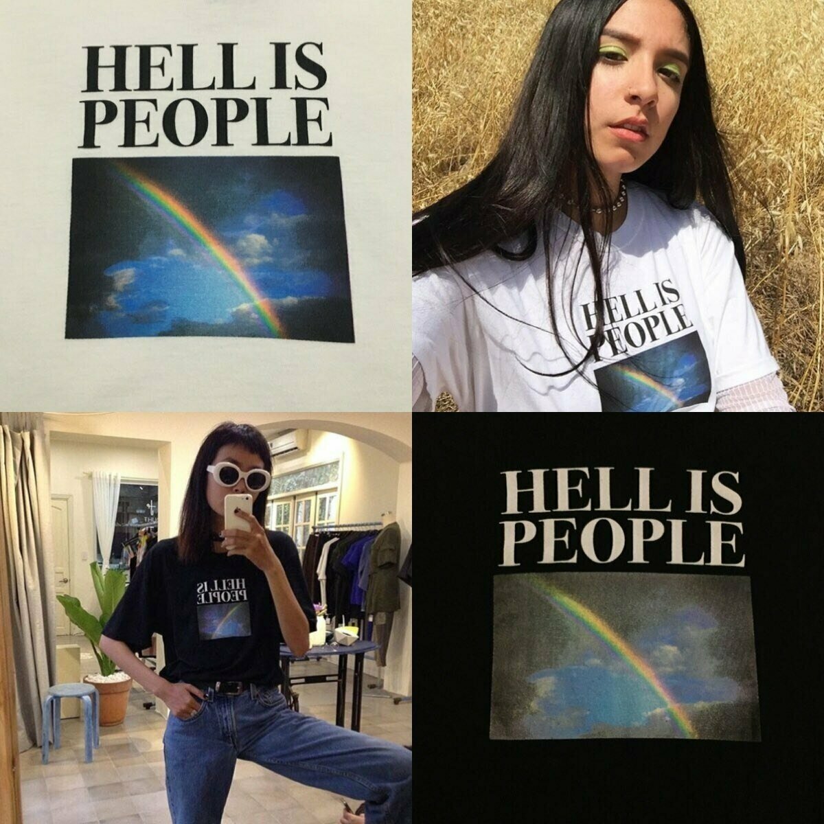 Coquette Aesthetic Grunge Style Hell Is People T-Shirt Y2K Fashion Women's Clothing