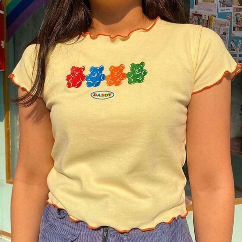 Coquette Aesthetic Gummy Bear Cropped Tee - Y2K Fashion Women's Top