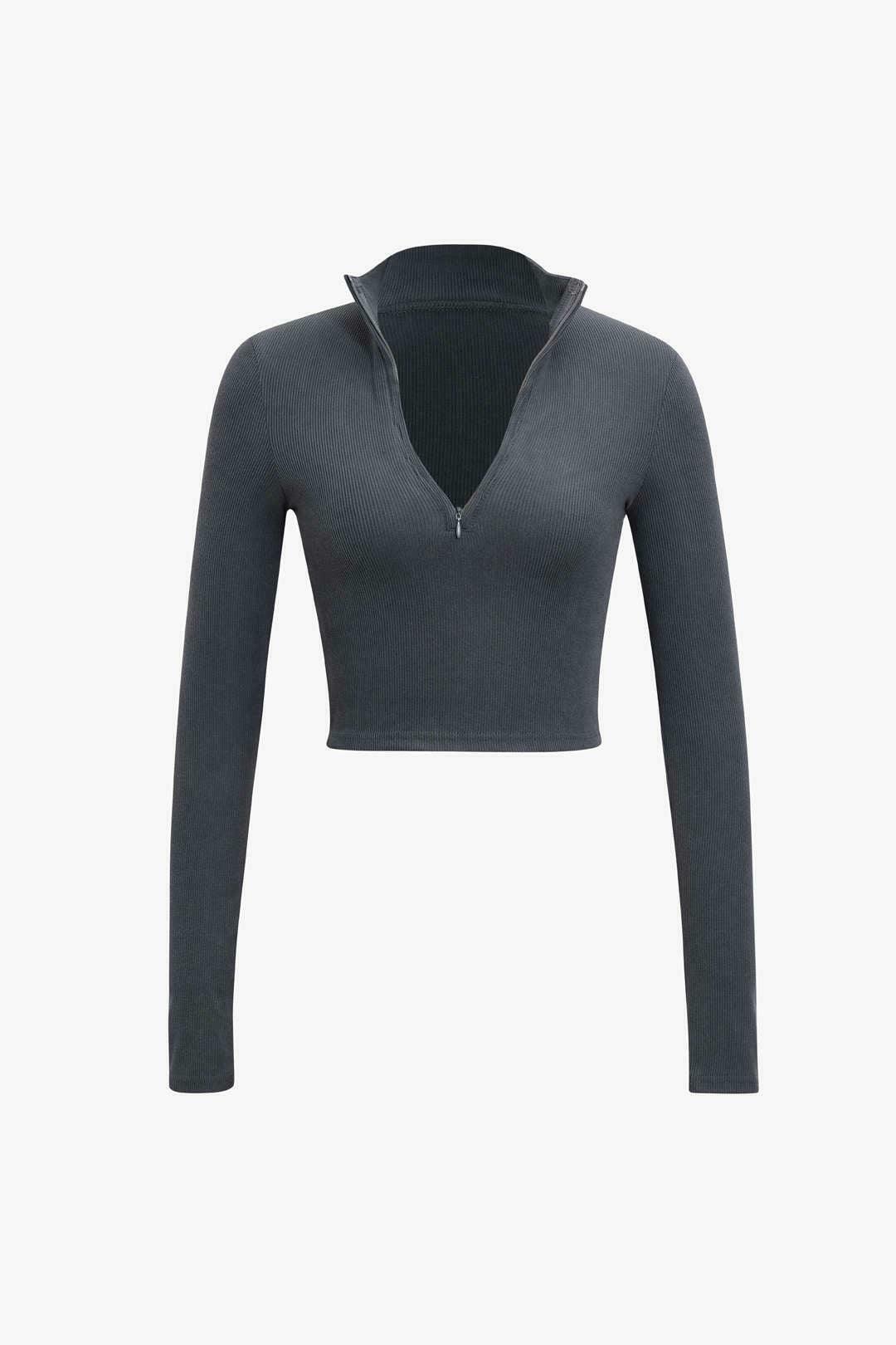 Coquette Aesthetic Half Zip Long Sleeve Top for Y2K Fashion Enthusiasts