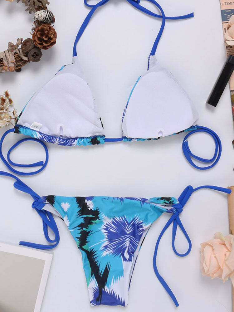 Coquette Aesthetic Halter Bikini Set - Y2K Fashion Swimwear with Sexy String Detail