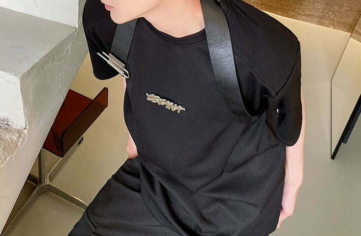 Coquette Aesthetic Harness Strap T-Shirt for Y2K Fashion Enthusiasts