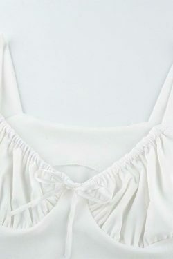 Coquette Aesthetic Hazel Milkmaid Ruched Top - Y2K Fashion Grunge Style Cute