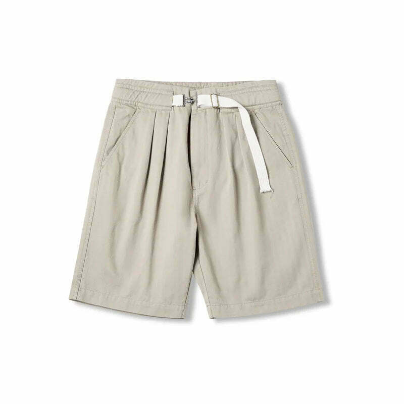 Coquette Aesthetic Herringbone Twill Shorts with Belt - Y2K Fashion Statement Piece