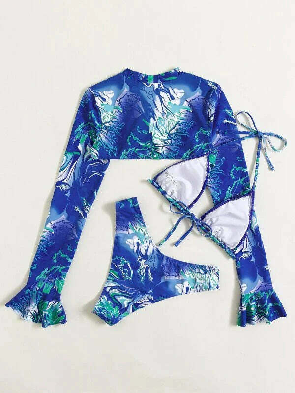 Coquette Aesthetic High Waist Bikini Set - Y2K Fashion Three-Piece Swimsuit