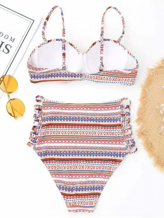 Coquette Aesthetic High Waist Bikini Set with Pretty Push-Up Print