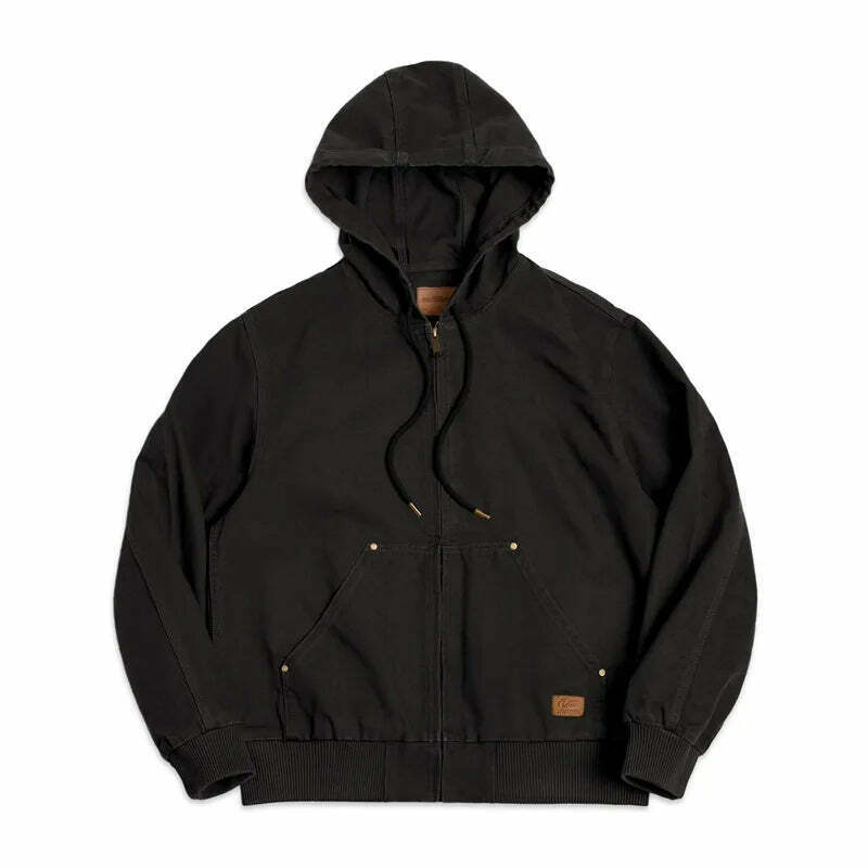 Coquette Aesthetic Hooded Canvas Jacket - Y2K Fashion with Grunge & Pastel Goth Vibes