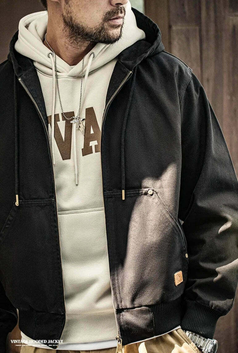 Coquette Aesthetic Hooded Canvas Jacket - Y2K Fashion with Grunge & Pastel Goth Vibes