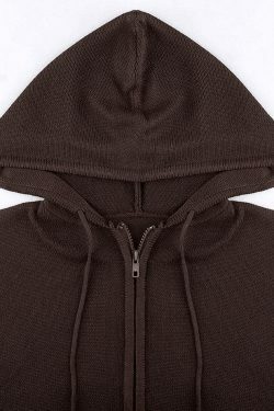 Coquette Aesthetic Hooded Crop Knit Cardigan - Y2K Fashion Women's Clothing