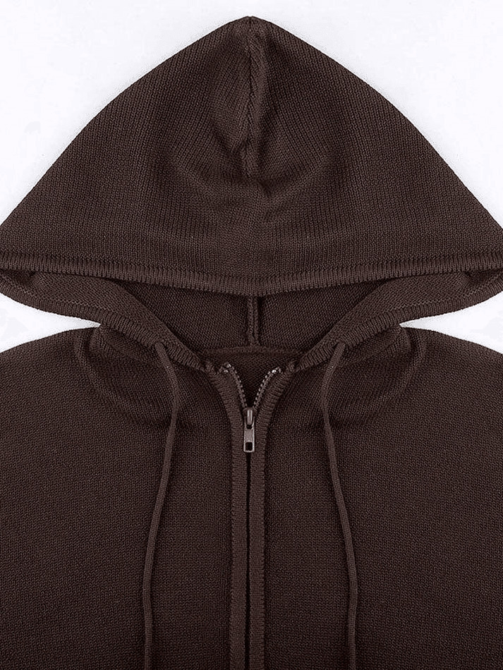 Coquette Aesthetic Hooded Crop Knit Cardigan - Y2K Fashion Women's Clothing