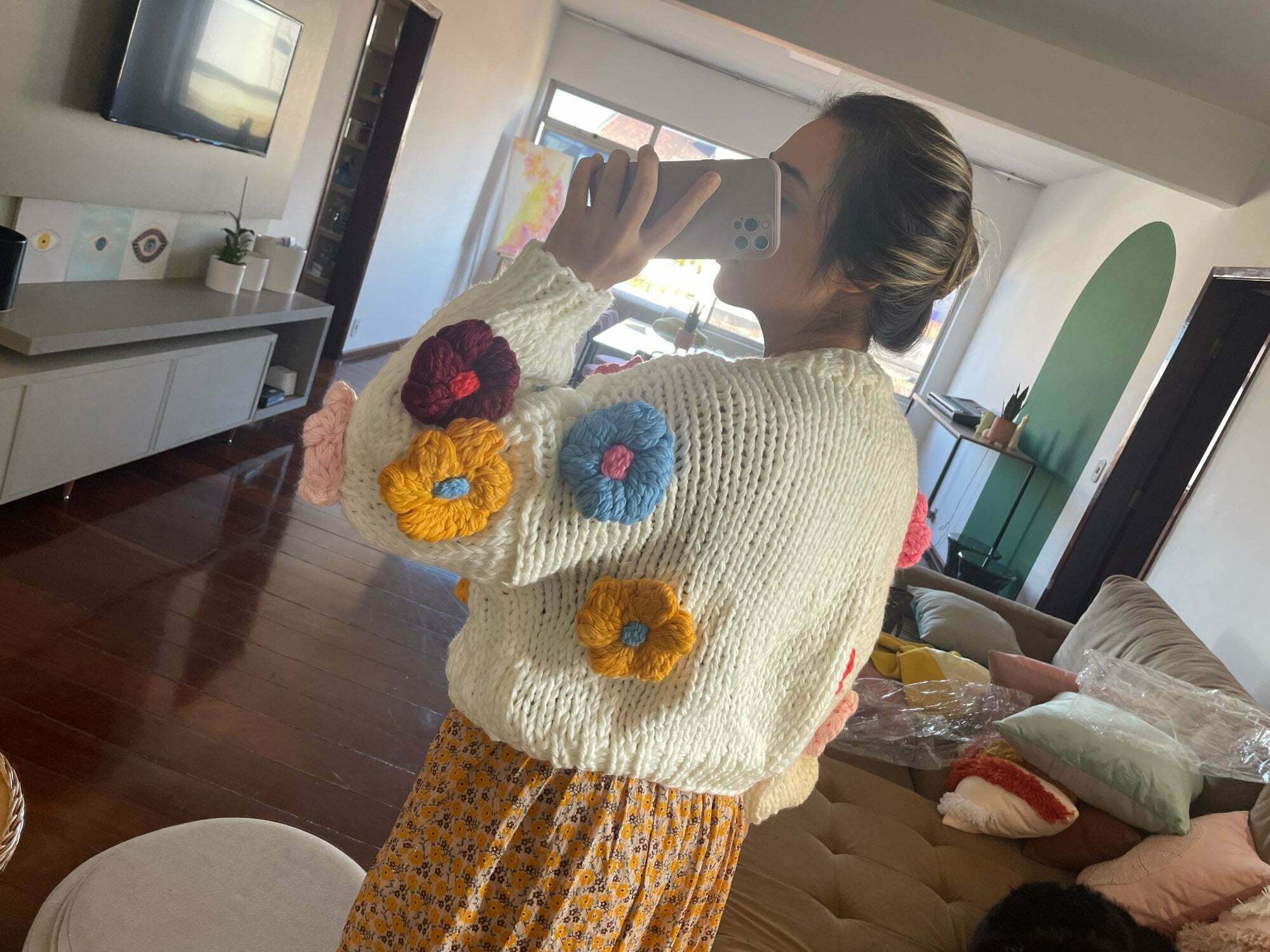 Coquette Aesthetic Iris Floral Knitted Cardigan - Y2K Fashion Women's Clothing