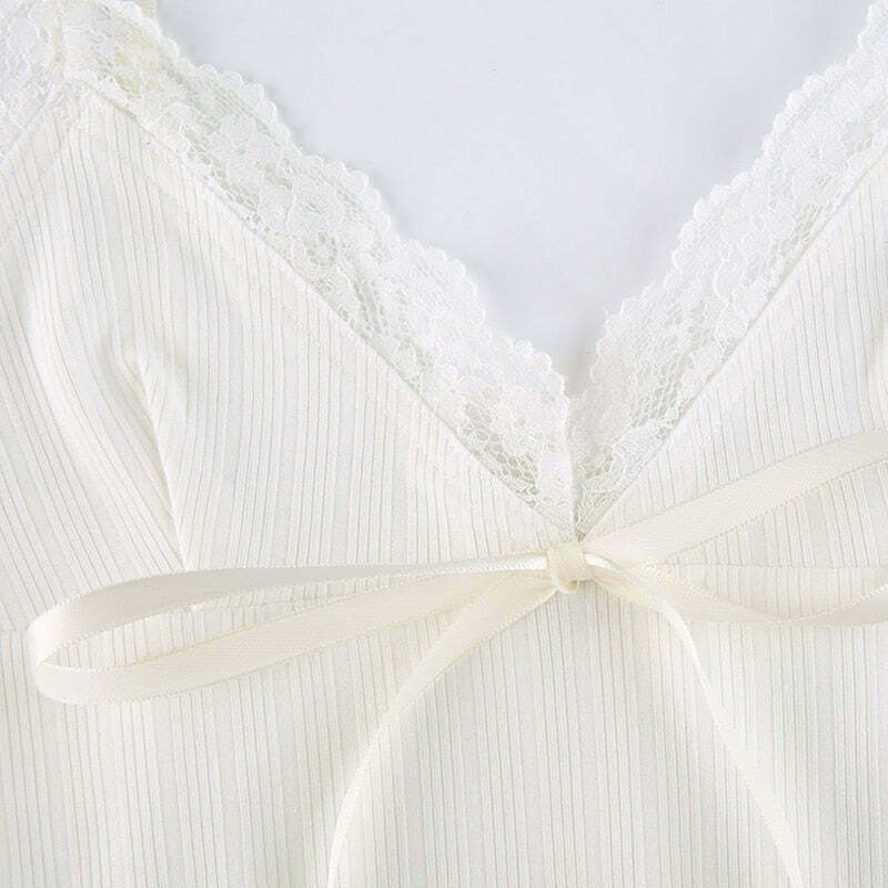 Coquette Aesthetic Ivory Delight Cami - Y2K Fashion Top for Women