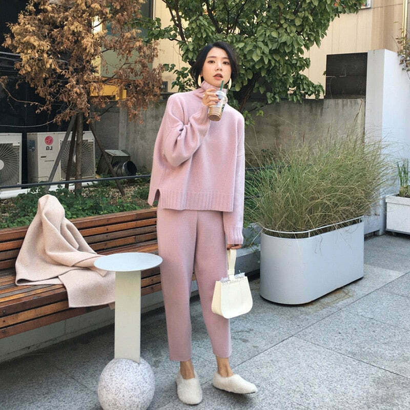 Coquette Aesthetic Ivy High Neck Tracksuit Set - Y2K Fashion Women's Outfit