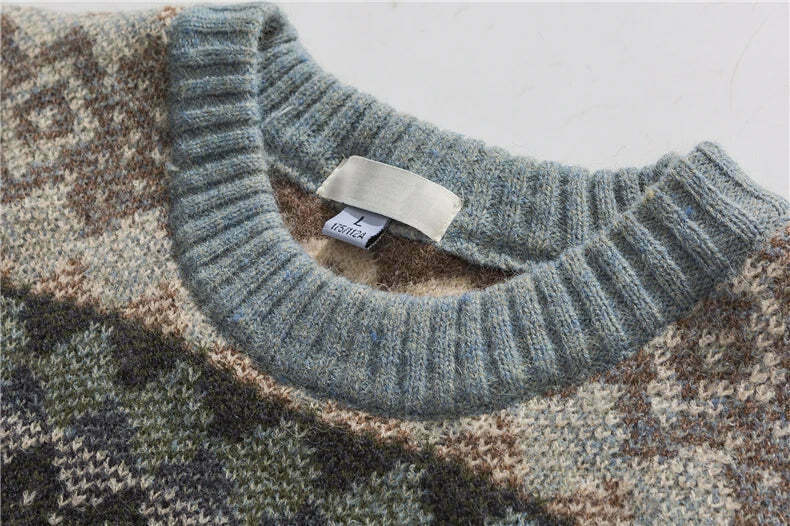 Coquette Aesthetic Jacquard Knit Grandad Jumper - Y2K Fashion for Women