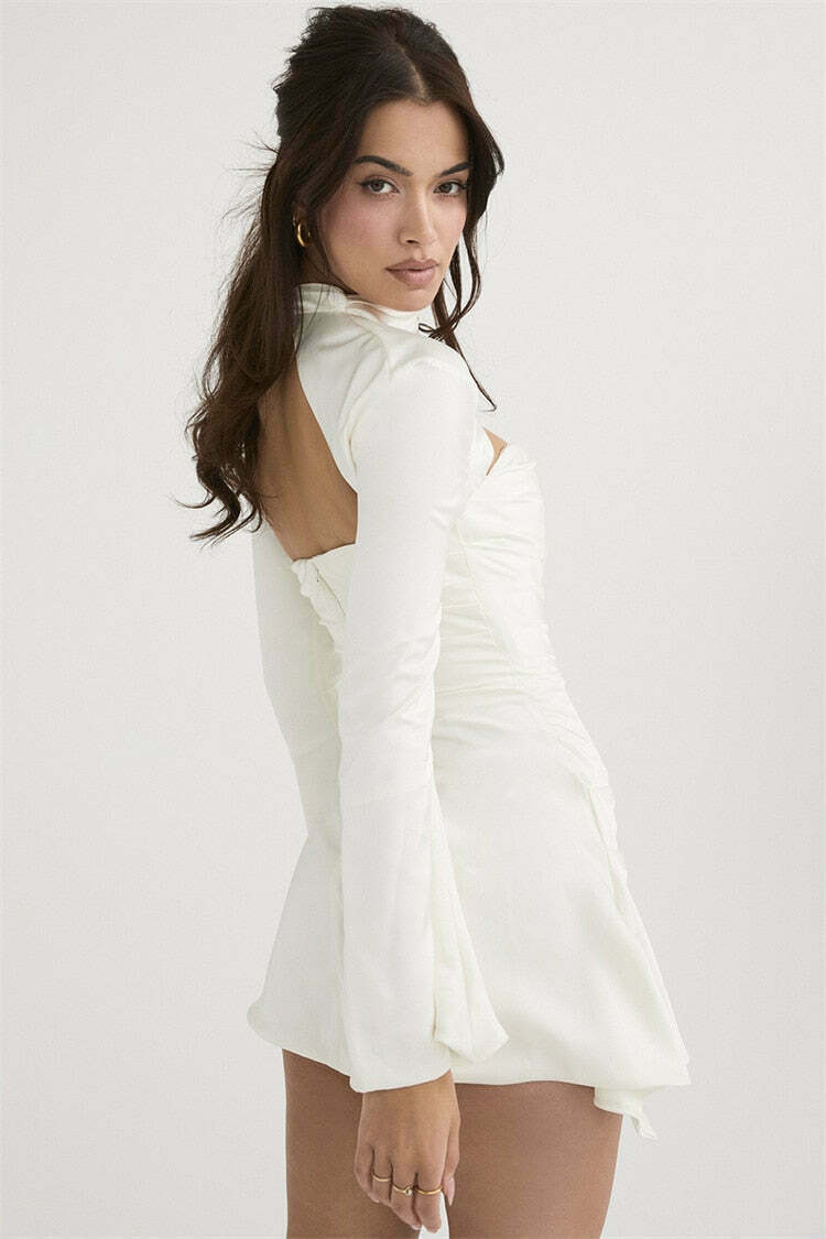 Coquette Aesthetic Janelle Satin Mini Dress - Y2K Fashion for Women - Grunge Style Outfit