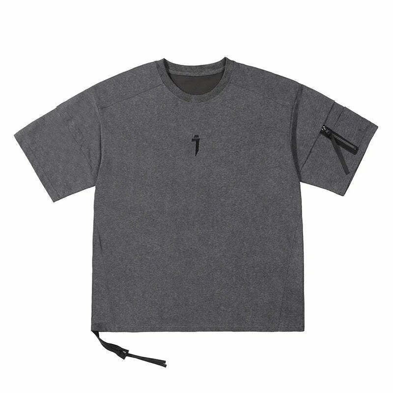 Coquette Aesthetic Jiyend Side Zip Marl T-Shirt for Y2K Fashion Enthusiasts