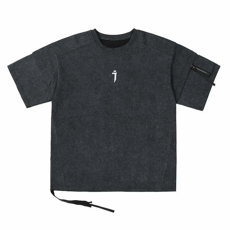 Coquette Aesthetic Jiyend Side Zip Marl T-Shirt for Y2K Fashion Enthusiasts