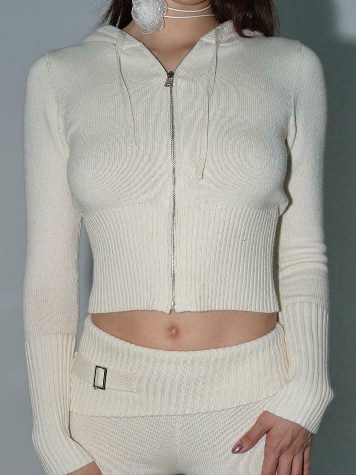 Coquette Aesthetic Knitted Hooded Two-Piece for Women - Y2K Fashion Outfit