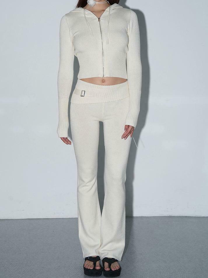 Coquette Aesthetic Knitted Hooded Two-Piece for Women - Y2K Fashion Outfit