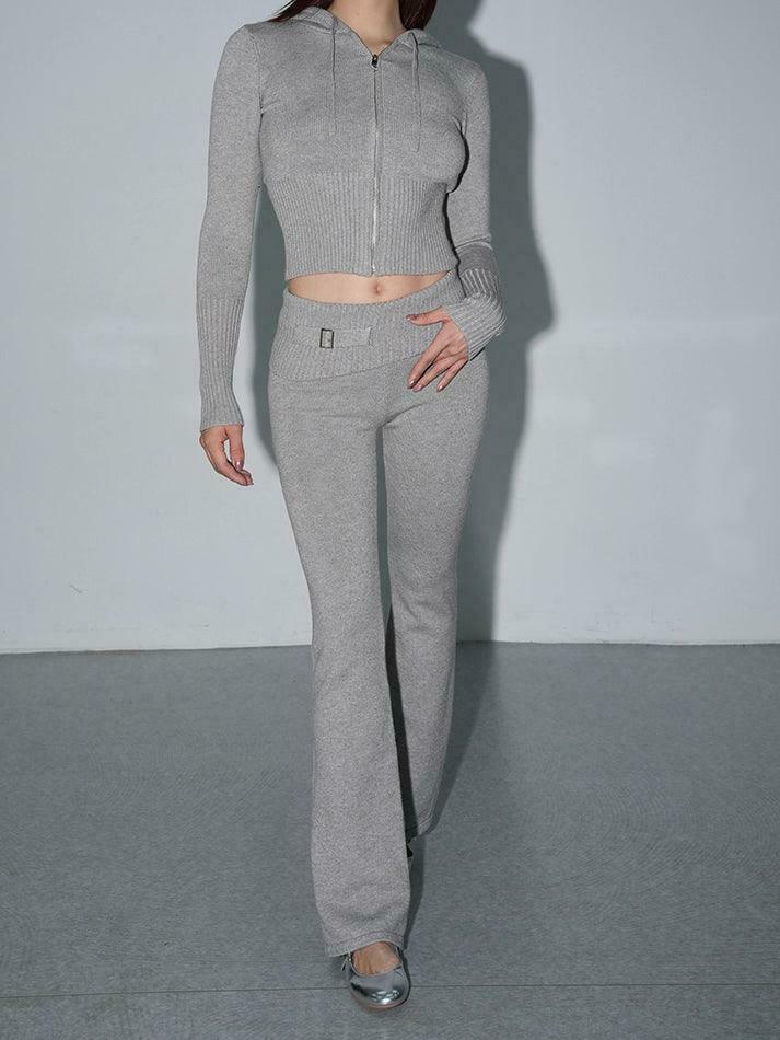 Coquette Aesthetic Knitted Hooded Two-Piece for Women - Y2K Fashion Outfit