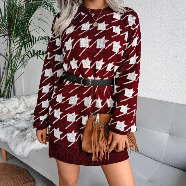 Coquette Aesthetic Knitted Long Sleeve Mini Dress - Soft Girl Style