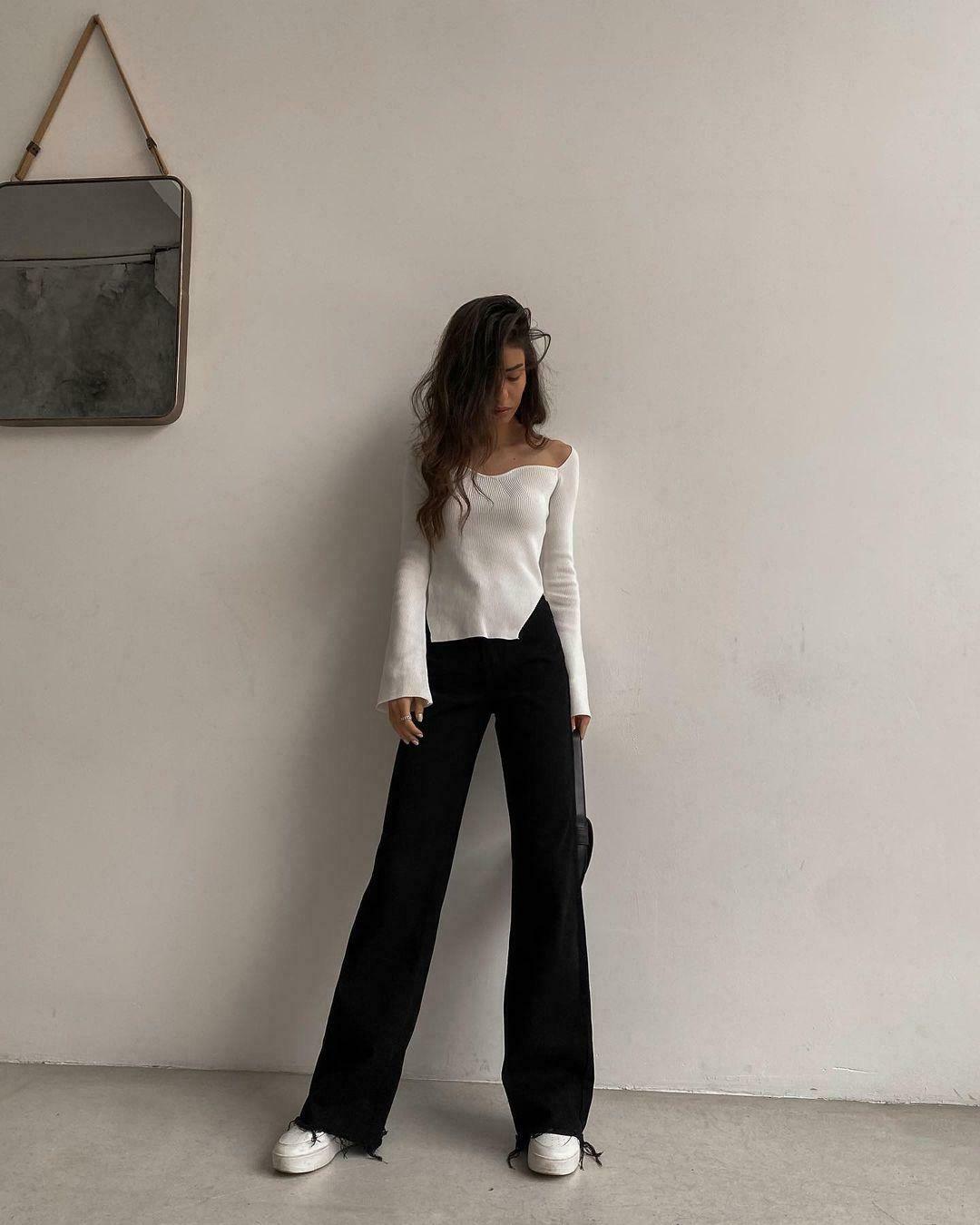 Coquette Aesthetic Knitted Top with Full Sleeves for Women