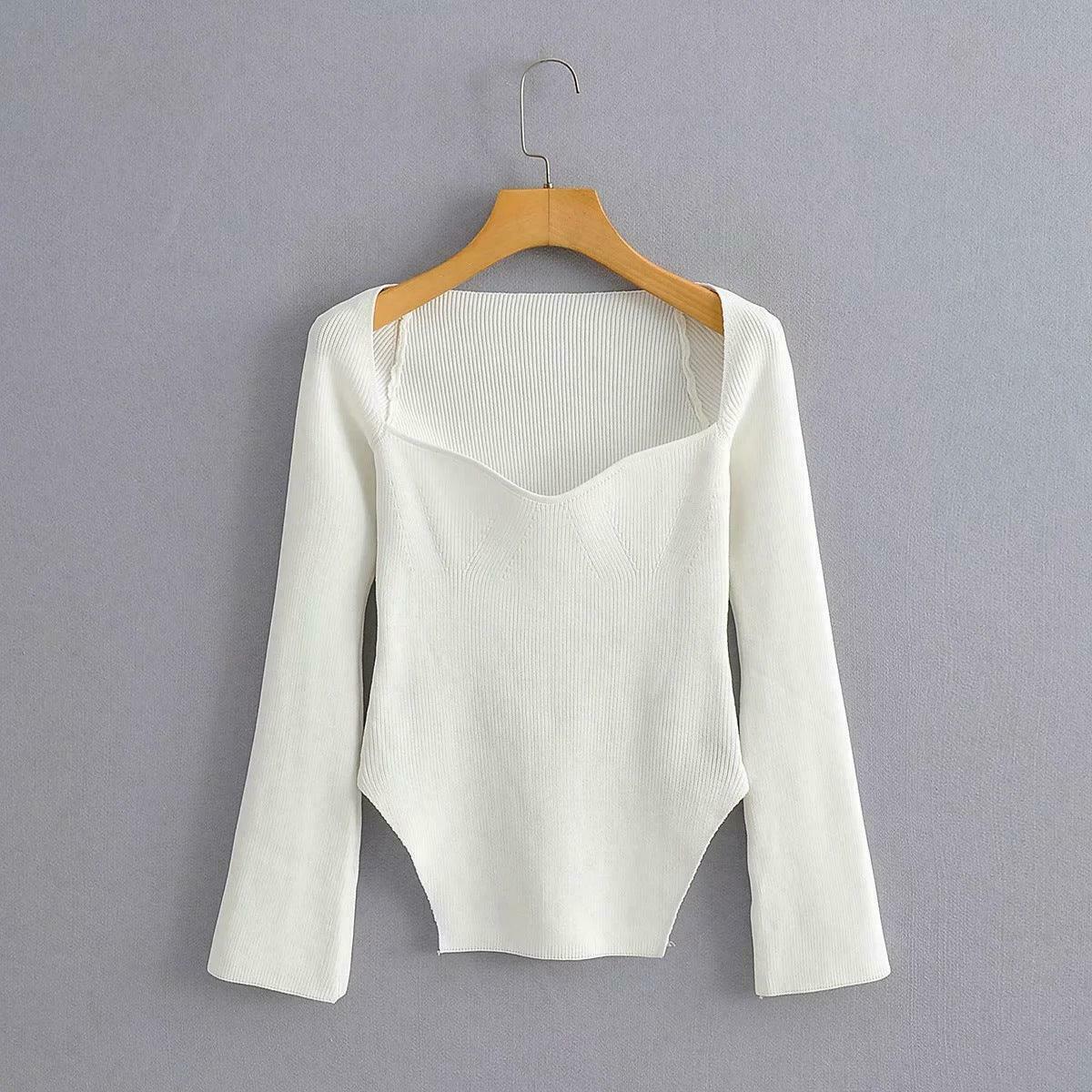 Coquette Aesthetic Knitted Top with Full Sleeves for Women