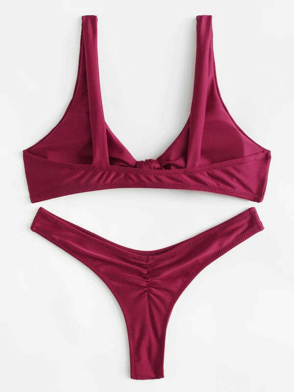 Coquette Aesthetic Knot Bra and Thong Set - Y2K Fashion Lingerie for Women