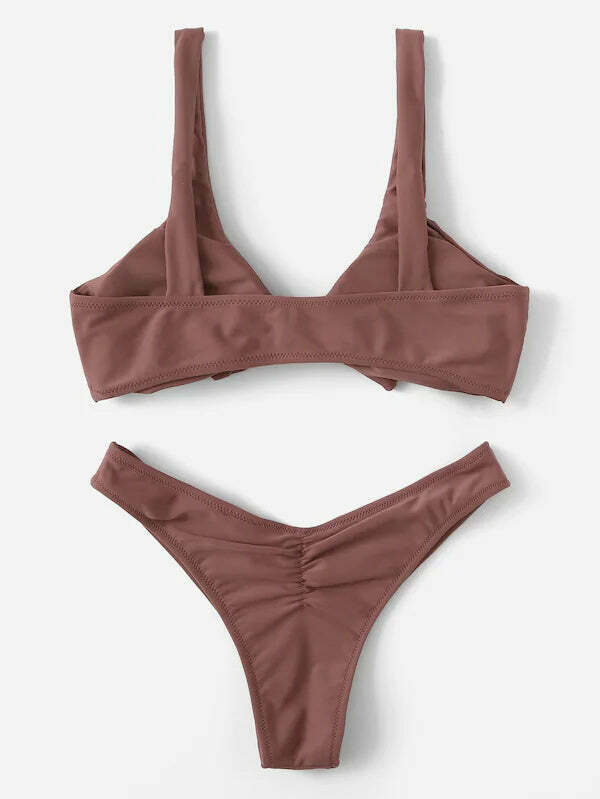 Coquette Aesthetic Knot Bra and Thong Set - Y2K Fashion Lingerie for Women