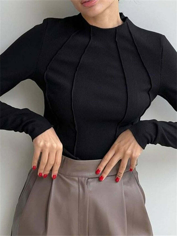 Coquette Aesthetic Kristell Turtleneck: Y2K Fashion Top for Women