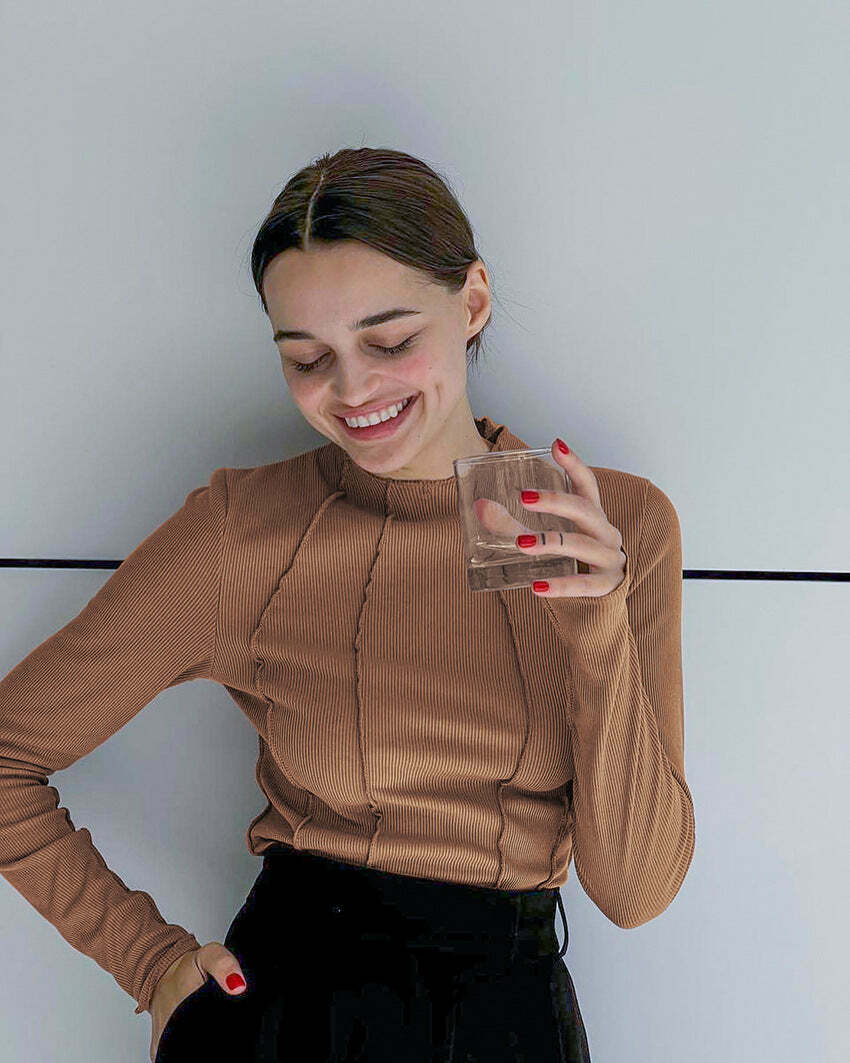 Coquette Aesthetic Kristell Turtleneck: Y2K Fashion Top for Women