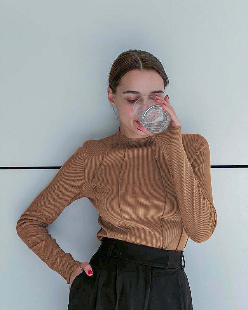 Coquette Aesthetic Kristell Turtleneck: Y2K Fashion Top for Women