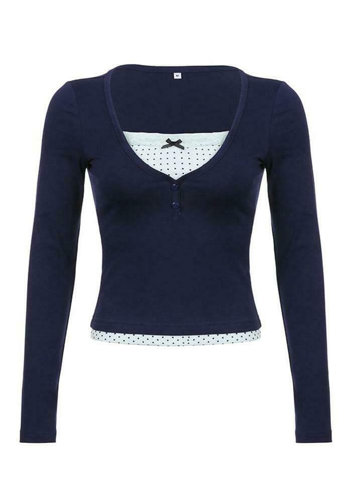 Coquette Aesthetic Lace-Trim Crop Top: Y2K Fashion Women's Grunge Style Shirt