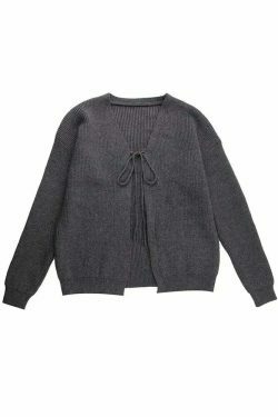 Coquette Aesthetic Lace-Up Cardigan: Y2K Fashion, Grunge Style, Cute Tops & Pastel Goth Outfits