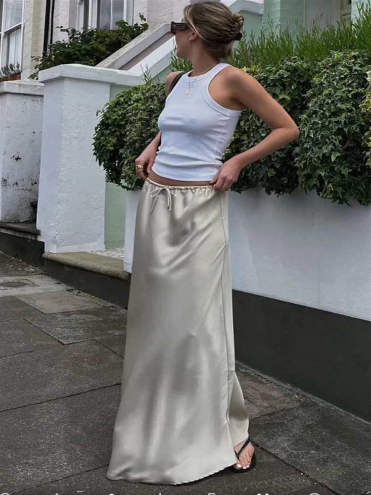 Coquette Aesthetic Lace-Up Maxi Skirt - Y2K Fashion with Grunge Style & Cute Tops