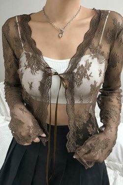 Coquette Aesthetic Lace Crop Blouse: Y2K Fashion, Grunge Style, Cute Tops & Pastel Goth
