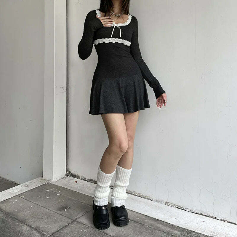 Coquette Aesthetic Lace Mini Dress - Y2K Fashion Statement for Women