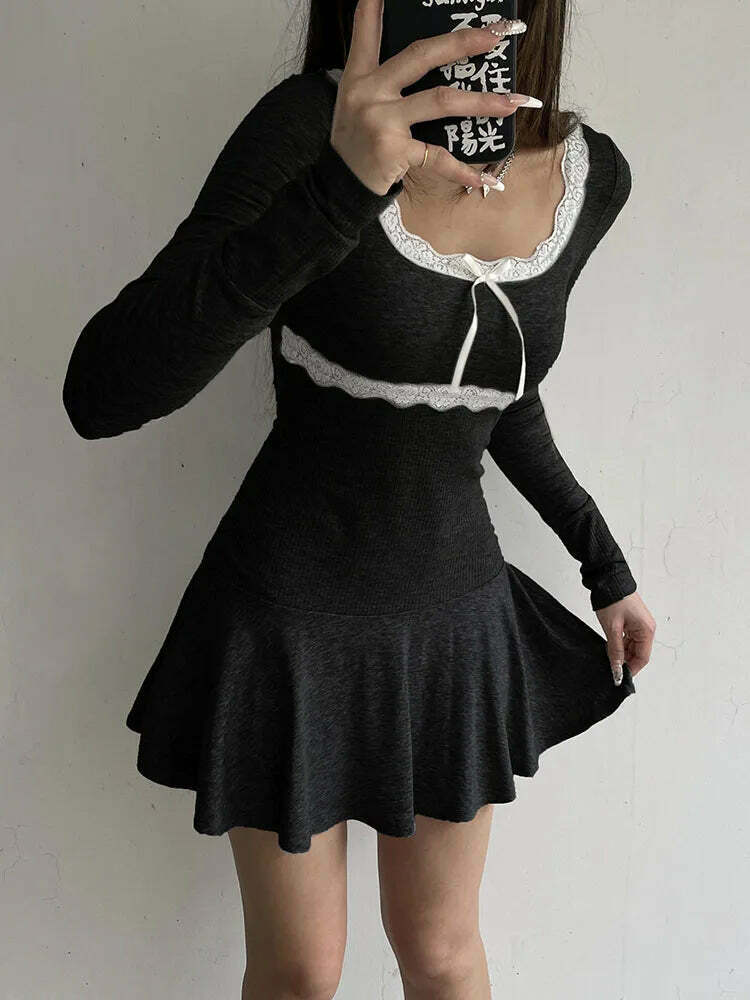 Coquette Aesthetic Lace Mini Dress - Y2K Fashion Statement for Women