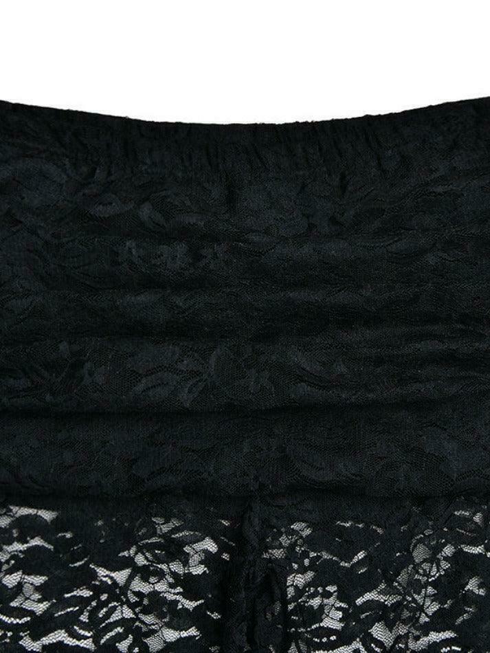 Coquette Aesthetic Lace Splice Cargo Skirt for Women - Y2K Fashion High Rise Flare Leg Pants