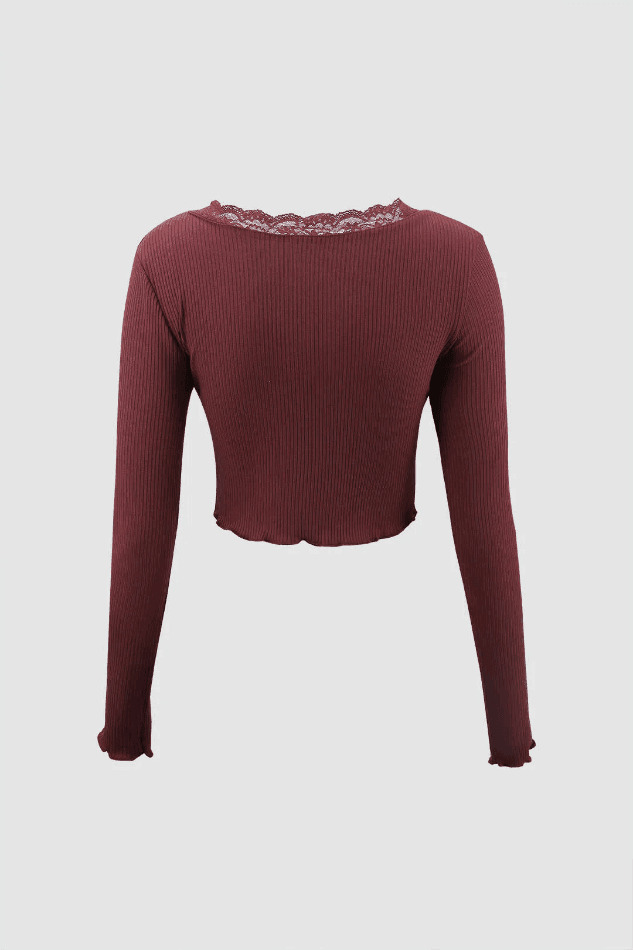 Coquette Aesthetic Lace Trim V-neck Top for Women - Y2K Fashion Grunge Style Cute Pastel Goth Outfit
