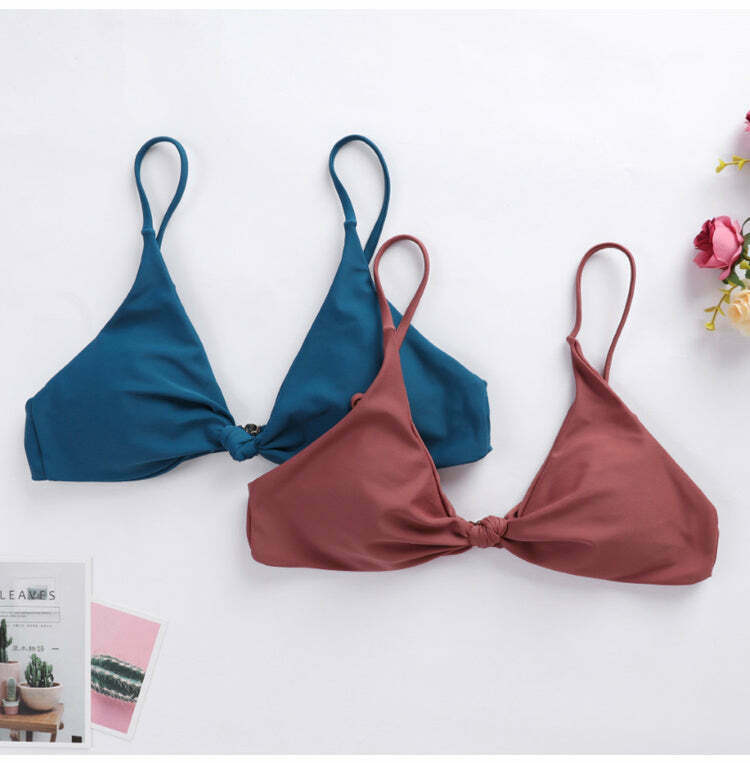 Coquette Aesthetic Ladder Cut Cami Ruched Bikini - Y2K Fashion Grunge Style Cute Tops & Cargo Skirt